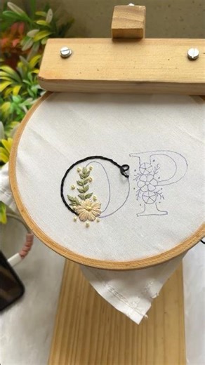 Initial Embroidery Handkerchief Part 1!🤍🌸#embroiderytutorial #embroidery #diy #shorts #trending