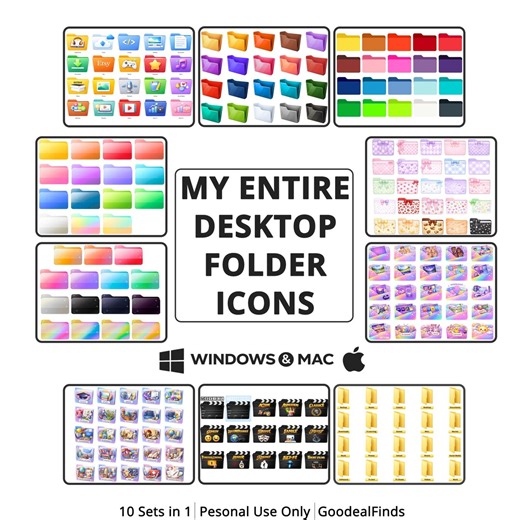 Desktop Folder Icons Bundle for Windows & Mac - Etsy