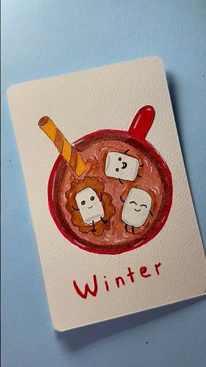 Cozy Hot Cocoa Drawing ☕️❄️ | Cute Winter Marshmallow Art Tutorial ✨