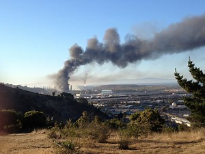 Large Fire Burning at the Chevron Oil Refinery in Richmond, California