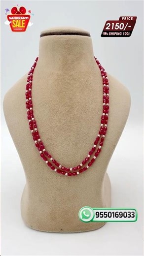 Cut Rubies Short Length Customized Necklace with Pearls | Elegant & Lightweight Design