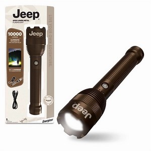 Jeep Rechargeable LED Flashlight, High Powered 10,000 Lumens, High Lumen EDC Torch Light, Heavy-Duty Metal, Ultra Bright for Camping, Hiking, EDC, Tactical, Emergency, Running and Hunting