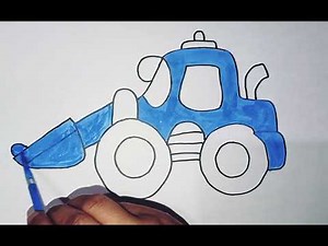 How to draw cute and easy Bulldozer | Easy Drawing, Painting and Coloring for Kids & Toddlers