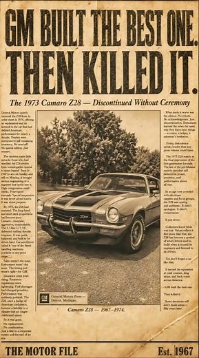 GM Built the Best Camaro Z28 in 1973. The Following Year They Quietly Killed It.