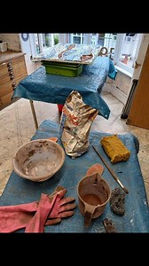 Sun 21st Dec 2025 Retrospective Sharing! I created the Hartley Hut Mosaic Commission during the summer 2025 for Liverpool Museums. I'm now able to share this exciting project with you! Title of Mosaic: Ebb and Flow Day 8: Fri 15th Aug 2025 Grout Day! This is when the mosaic becomes coherent by using my favourite warm chocolate brown grout! Museum of Liverpool Maritime Museum Materials: Marmox UK Ltd 12.5mm backerboard 80 x 60cm BAL Tiling Max Flex Fibre Adhesive Rewmar Flexy Fix Caulking Adhesiv