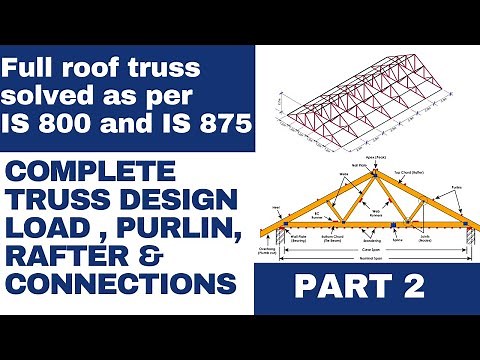 2. Roof truss design | Load calculation, Purlin design, Member design | IS code | Steel truss |