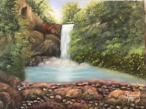 PINTANDO CASCADA - PINTURA AL OLEO