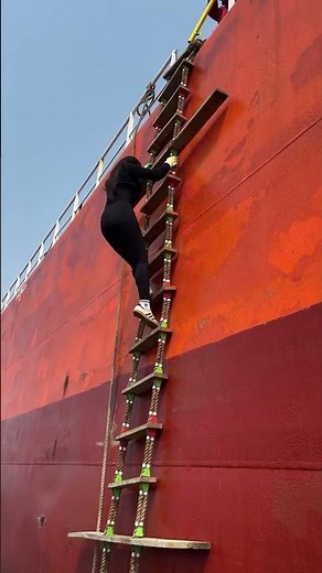Female crew on the pilot ladder