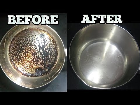 How to Clean Burnt Stainless Steel Pot/Pan-No Harmful Chemicals-Clean Utensils with Baking Soda