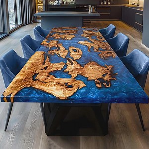 Epoxy Dining Table: Galaxy Ocean Resin, Walnut Wood River Table - Etsy Canada