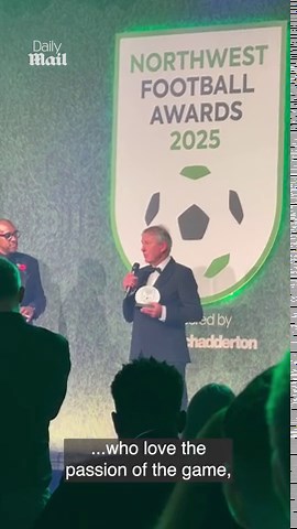Bryan Robson speaks at Northwest Football Awards where he was presented with the Lifetime Contribution Award