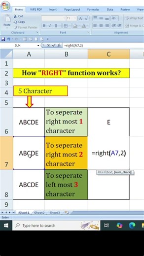 How Right function works in Excel? || Right Function in Excel || #excel