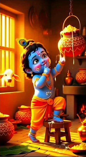 “Bal Krishna Makhan Chor | Baby Krishna AI 3D Animation | Devotional Short” #krishna #bhakti
