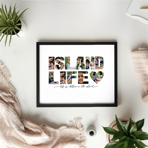 Editable Island Life Photo Collage Template | Personalized Word Art Keepsake - Etsy