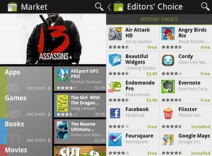 New Android Market for phones; includes books and movies