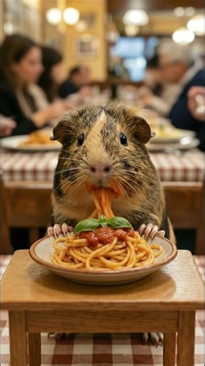 Guinea Pig Eating Spaghetti ASMR 🍝🐹 | Super Cute!
