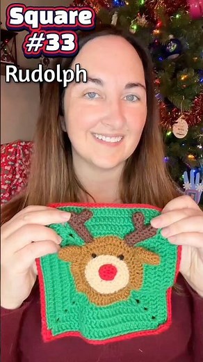 Square #33 🦌 Rudolph | 3D Granny Square Blanket Project