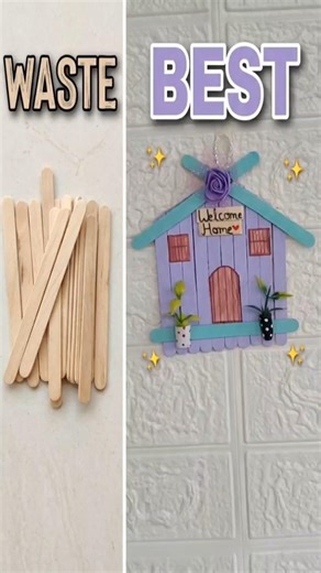DIY Aesthetic "Welcome Home" Wall Hanging🏠✨Popsicle Stick Craft#DIYHomeDecor#BestOutOfWaste#trending