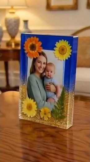 🌻 DIY Summer Resin Photo Frame with Real Flowers | Ocean-Sunset Layered Pour 🌊✨ | Resin Dreaming