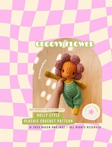 Groovy Flower Plushie Crochet Pattern / LOW SEW Crochet Pattern / Srping Crochet Plushie / Easter Crochet Pattern - Etsy