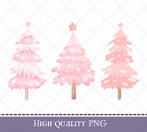 Christmas Trees Pink PNG, Clipart Christmas, Tree - Etsy