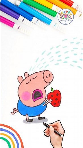 Draw Peppa Pig George | How to Draw Baby George Pig Crying 🌈🐽 #peppapig #shorts #forkids #baby