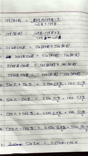 Class 11th Maths Ch-Trigonometry Function important formulas #shorts #shortsfeed #viralshorts #trend