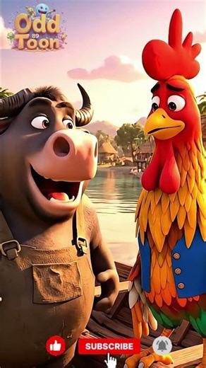 Rooster Shocked by Buffalo’s Birthday Riddle 🎂 #aishorts #odd89toon #funnyriddles