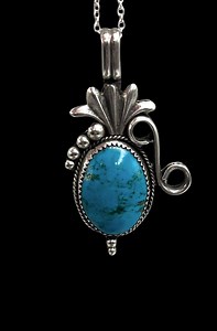 Vintage D Signed Navajo Native Sterling Silver Natural Blue Arizona Turquoise Pendant Necklace, Turquoise Necklace, Navajo Necklace, Navajo - Etsy