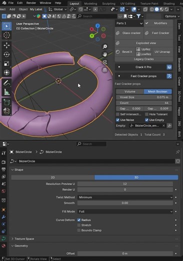 Cracks damage drawn on a curve is cool