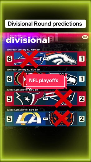 We are down to eight teams and I have the Broncos, Seahawk’s, Texans and rams moving on. #nflfootball #nfl #beoncos #49ers #fyp ❌ is for the losers