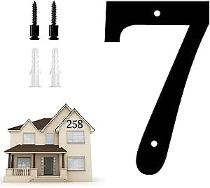 10.6 Inch Large House Numbers, Modern Floating for Outside Large Metal House Numbers Black Coated Rust-Proof Home Address Numbers Plaques Metal Numbers (7)