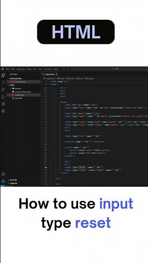 🔥HTML Reset Button Explained in 30 Seconds! #html #shorts