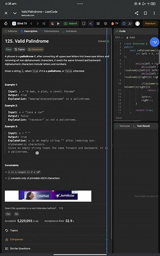 Valid Palindrome | LeetCode 125 | Two Pointer Trick 🔥 #leetcode #codinginterview #dsa