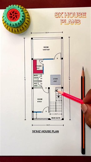 🌟 16 x 42 Small Plot House Plan | Smart Space Utilization | S No 3623