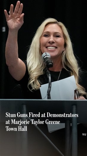 50K views · 423 reactions | Three people were arrested at a town hall for Rep. Marjorie Taylor Greene, according to police. | The Wall Street Journal | Facebook