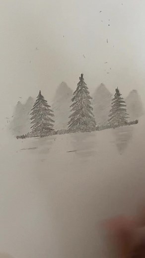 Dessin facile de paysage avec sapins