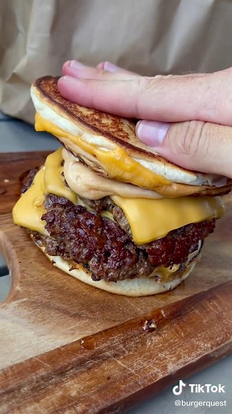 Triple Cheeseburger with Grilled Cheese Buns Recipe