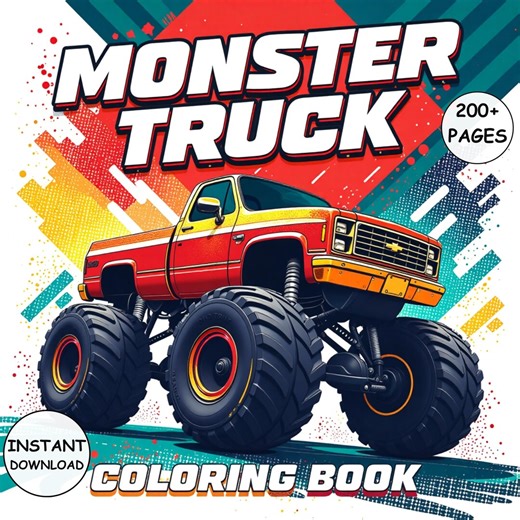 Monster Trucks Coloring Pages 200+ Bold & Easy Designs PDF Instant Download Big Truck Coloring Book for Kids - Etsy