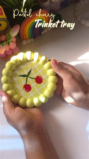 I Made a Pastel Cherry Concrete Trinket Tray | Satisfying Art Process 🍒