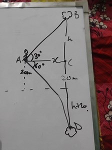 Given the following diagram:Observer at point AAB is vertical... | Filo