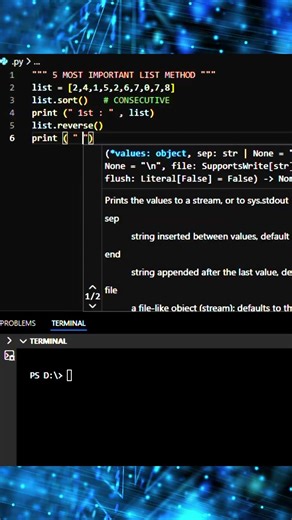 5 Most important list method #python #coding #shorts #hellocoders
