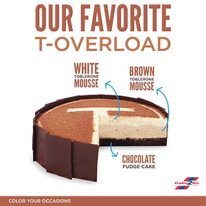5.6K views · 40 reactions | Not sure what cake to get? Why not try OUR FAVORITE T-OVERLOAD! Our chocolate fudge cake layered with white and brown Toblerone mousse will surely satisfy your sweet tooth. | Cake2Go Cake Store | Facebook