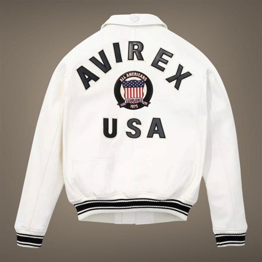 Men’s White USA Pilot Flying Jacket – Genuine Sheepskin Leather Avirex Style Bomber Jacket - Gift for Him - Etsy