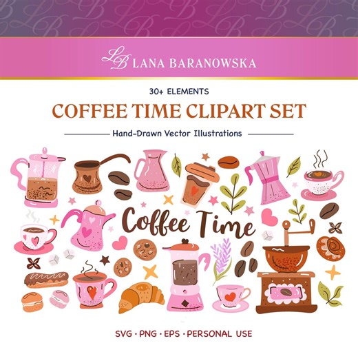 Coffee Hand Drawn Vector PNG SVG EPS Set - Etsy