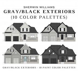 GRAY EXTERIOR Sherwin Williams Color Palette, Black Exterior House Colors, Exterior House Paint Colors, Gray Paint Color Schemes, Iron Ore - Etsy