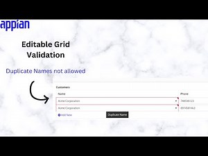 Editable Grid Validation | Duplicate Name validation | Appian Tutorials