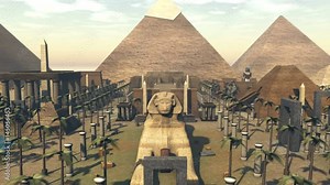 Animation of ancient architecture in a city of Egypt. 4K