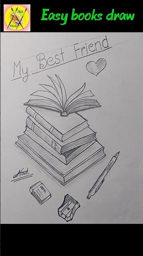 how to draw easy books drowning step by step #tutorial short video sketch✍️ #art by nitesh art...