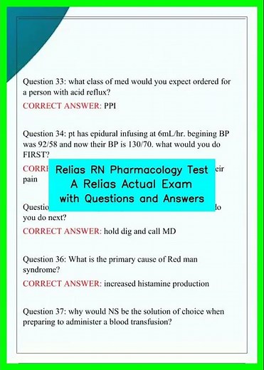 Relias RN Pharmacology Test A Relias Actual Exam with Questions and Answers video